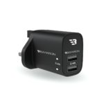 12W, Wall Charger, with Dual USB Ports,Total Power 2.4A,UK, Black