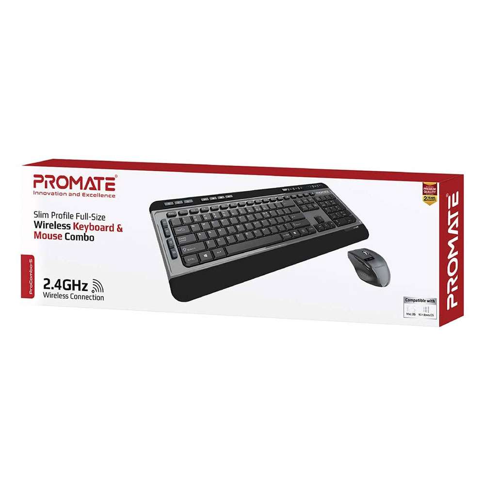 Promate Sleek Wireless Multimedia Keyboard & Mouse Combo-2
